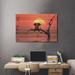 Hokku Designs Elephant & Dog Are Sitting On a Tree at Red Sunset by Mike Kiev - Unframed Graphic Art on Wood Metal in Brown/Orange/Red | Wayfair