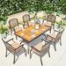 Bloomsbury Market Aliyus Rectangular 6 - Person 59.05" Long Aluminum Outdoor Dining Set w/ Cushions Metal in Brown | 59.05 W x 35.43 D in | Wayfair