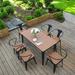 Williston Forge Haozhong Rectangular 6 - Person 47.24" Long Outdoor Dining Set Wood/Plastic in Black | 47.24 W x 27.55 D in | Wayfair