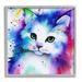 Stupell Industries Bold Kitten Splatter Animal by Denise Dundon - Floater Frame Graphic Art on in Blue/Brown/White | 12 H x 12 W x 1.5 D in | Wayfair