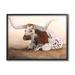 Stupell Industries Longhorn Cattle Resting Painting White Framed Giclee Art By Kathy Winkler Wood in Brown | 11 H x 14 W x 1.5 D in | Wayfair