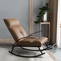 Hokku Designs Bartram Rocking Chair Faux Leather/Metal | 37 H x 24 W x 37 D in | Wayfair 0BCF3D97C7EE4C09A13EBF8F3E65F6C8