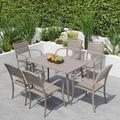 Wildon Home® Marianna Rectangular 6 - Person 47.24" Long Aluminum Outdoor Dining Set Metal in Gray | 47.24 W x 27.56 D in | Wayfair