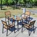 Hokku Designs Bashkim Round 4 - Person 27.56" Long Aluminum Outdoor Dining Set Wood/Plastic/Metal in Brown/Yellow | 27.56 W x 27.56 D in | Wayfair