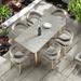 Everly Quinn Rectangular 6 - Person Outdoor Dining Set w/ Cushions Stone/Concrete in Gray | 70.87 W x 35.43 D in | Wayfair