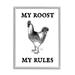 Stupell Industries My Roost & Rules Funny Chicken by Lil' Rue - Floater Frame Graphic Art on in Black/Brown/White | 30 H x 24 W x 1.5 D in | Wayfair