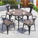 Williston Forge Hatice Round 4 - Person 31.5" Long Aluminum Outdoor Dining Set Wood/Plastic/Metal in Black/Brown | 31.5 W x 31.5 D in | Wayfair