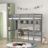 Mason & Marbles Bayshore Twin Loft Bed w/ Built-in-Desk by Harriet Bee Wood in Gray | 72 H x 41 W x 77.5 D in | Wayfair