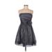 B. Smart Cocktail Dress - A-Line: Gray Print Dresses - Women's Size 9