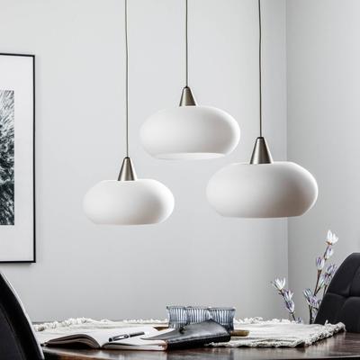 Lucande Hängeleuchte Sharvil, 3-flammig, weiß, Glas, 97cm Image