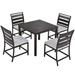 5 Piece Outdoor Square Dining Table set with 4 Chairs