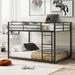 Full Over Full Metal Bunk Bed with Ladder, High- Quality Steel Low Bunk Bed Frame with Safety Guard Rails, No Box Spring Needed