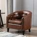 Chesterfield-Inspired Tufted Button Barrel Chair, Accent Chair Club Chair with Solid Wood Frame for Living Room