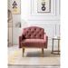 Teddy Fabric Accent Chair Leisure Single Sofa with Rose Golden Legs for Modern Living Room, Brush Pink Teddy