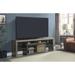 Industrial Rustic Oak Finish TV Stand with Sliding Barn Door and 80" TV Compatibility