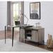 L-Shape Writing Desk with Cabinet, Sliding Barn Door, USB Port, and Cord Management