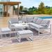 Outdoor Furniture Set: 2 Love Seats, 1 Sofa, 1 Table, 2 Benches with Cushions