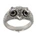 Owl Wisdom,'Amethyst and Silver Bird Ring'