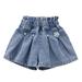 ZCFZJW Baby Little Girls Boys Jeans Shorts Thin Colorful Buttons Elastic Waist Ripped Frayed Raw Hem Simple Design Cute Summer Denim Pants #04-Blue 4-5 Years