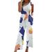 Wycnly Womens Jumpsuits Fashion Elastic Waist One Shoulder Wide Leg Long Jumpsuits with Pocket Trendy Geometric Print Slash Neck Sleeveless Maxi Summer Rompers White m