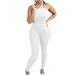 Wycnly Womens Jumpsuits Sexy Slim Fit One Shoulder Workout Sports Long Jumpsuits Overalls Trendy Plain Slash Neck Sleeveless Maxi Summer Rompers White m