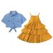 DTBPRQ Toddler Baby Girl Denim Dress Summer Bowknot Dress Ruffled Button Dresses Spring Summer Outfit Flower Sundress Cute Dresses for Girl 3-9 Years