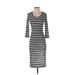 Banana Republic Casual Dress - Midi Scoop Neck 3/4 sleeves: Black Print Dresses - Women's Size X-Small Petite