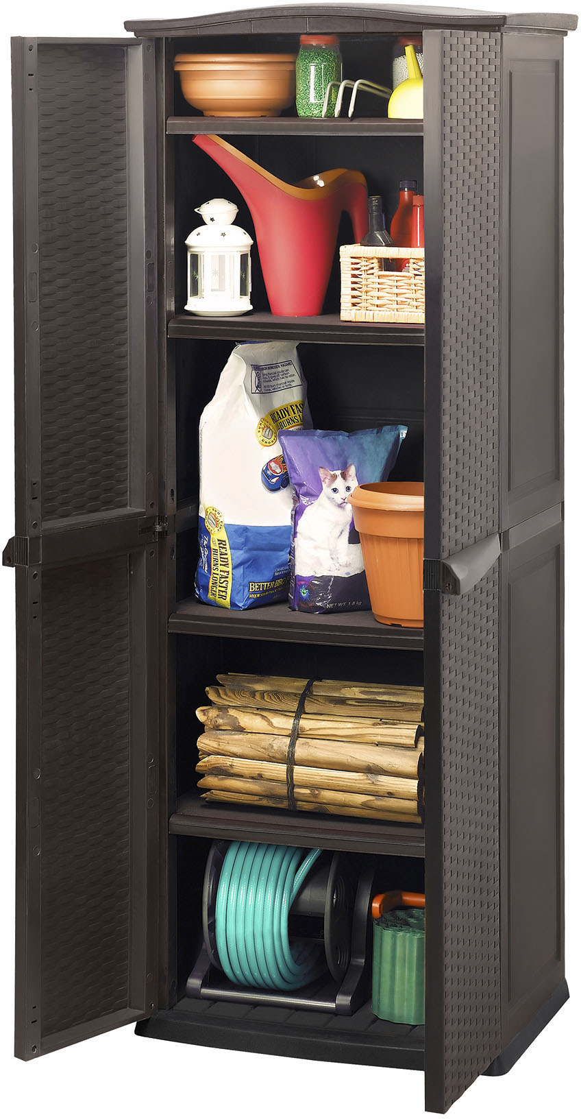 Garten-Geräteschrank KETER ""Rattan Style Utility Shed"", braun (espressobraun), Polypropylen (PP), Gerätehäuser, aus hochwertigem Polypropylen