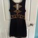 Free People Dresses | Free People Navy Blue Dress With Cut Outs And Gold Embellishments, Size Small | Color: Blue/Gold | Size: S
