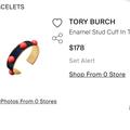 Tory Burch Jewelry | New Tory Burch Enamel Stud Cuff In Tory Navy/Fresh Melon | Color: Blue/Orange | Size: Os