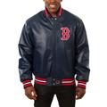 Men's JH Design Navy Boston Red Sox Big & Tall Full-Snap All-Leather Jacket
