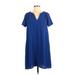 Lush Casual Dress - A-Line V Neck Short sleeves: Blue Print Dresses - Women's Size Small
