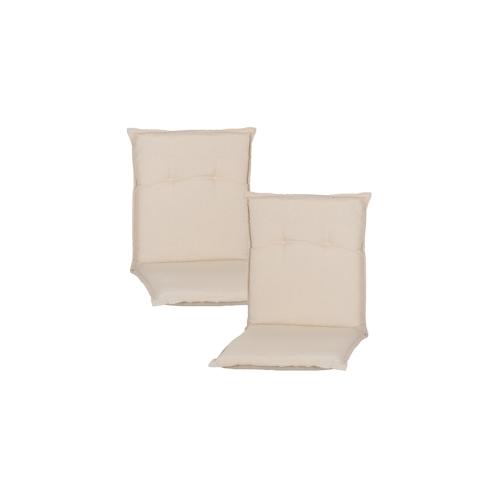Niedriglehner Auflagen Piemont – Polsterauflage mit Halteband & Bindebändern Dessin:Creme Weiß AU01,Größe:2x Niedriglehnerauflage