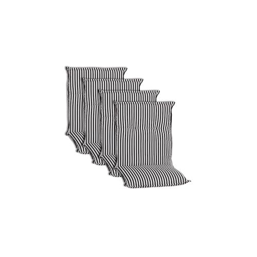 Niedriglehner Auflagen Piemont – Polsterauflage mit Halteband & Bindebändern Dessin:Schwarz / Weiß BE807,Größe:4x Niedriglehnerauflage