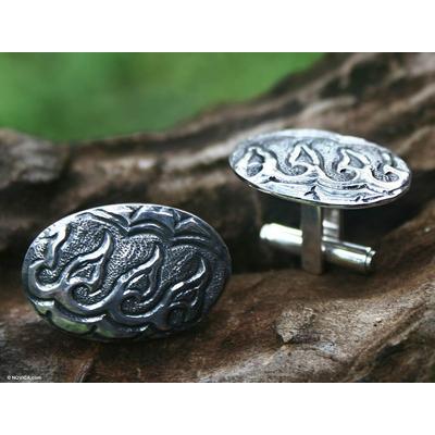Hope for Victory,'Men's Sterling Silver Cufflinks'
