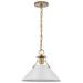 Nuvo Lighting 67524 - 1 Lamp 13" 120 volt Matte White/Burnished Brass Indoor Pendant Light Fixture (OUTPOST 1 LIGHT MEDIUM PENDANT WH/BRS (60-7524))