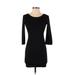 Forever 21 Casual Dress - Bodycon Scoop Neck 3/4 sleeves: Black Print Dresses - Women's Size Small