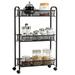 Gymax 3 Tier Rolling Storage Cart Full-Metal Basket Stand Utility Cart