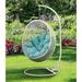 Balmoral Outdoor White Rattan with Turquoise Cushioned Stand-Alone Hanging Swing Chair