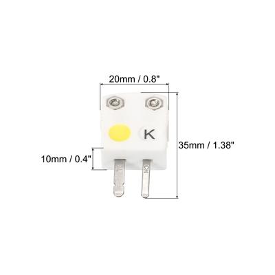 K Type Thermocouple Wire Connectors Male Plug 650°C(1202°F) White