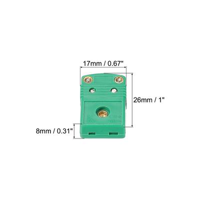 K Type Thermocouple Wire Connectors Female Plug 220°C(428°F) Green 3pcs