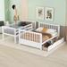 Modern Twin Over Full Bunk Bed 79.53" Wood Bed Frame with Ladders and 2 Storage Drawers