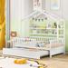 Wooden Twin Size House Bed with Trundle and Shelves, Playhouse Design for Kids, Superior Pinewood Quality