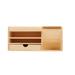 Wood Desk Organizer with Drawer Wooden Pen Holder Office Desktop Storage Organizer Tabletop Storage Box for Home Office ( Beige )