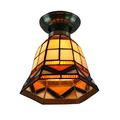 Tiffany Style Ceiling Light - Flush Mount Pendant Lamp Stained Ceiling Light Glass Lamp Fixture for Living Room Bedroom