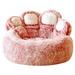 Large Plush and Lux Pet Bed Soft Plush Small Cute and Cozy Food Dog Cat Bed Non-slip Cartoon Paw Shaped Home Pet Supplies Gifts 31.49 x 31.49 x 16.53In (High Bolster Washer and Dryer Friendly)