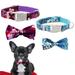 CHBORLESS 2 Pack Dog Collar with Bowtie Adjustable Floral Pet Puppy Collar Blue Purple Large