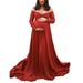 Lavender Maternity Dress for Photography Womens Maternity Off Shoulders Long Sleeve Photography Pregnants Dress Solid Princess Dress Photo Props Dress Maternity Winter Coats for Women