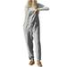 Wycnly Womens Jumpsuits Casual Cotton Linen Plus Size Baggy Strap Long Jumpsuits Overalls Trendy Plain Square Neck Sleeveless Maxi Summer Rompers Gray xxl