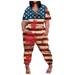 Wycnly Womens Jumpsuits Plus Size Independence Day Patriotic Long Jumpsuits Overalls with Pocket Trendy Star USA Flag Print V-Neck Short Sleeve Maxi Summer Rompers Red m